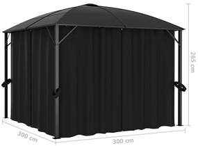 Gazebo com cortinas 300x300x265 cm antracite