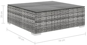 Conjunto lounge de jardim c/ almofadões 4 pcs vime PE cinzento