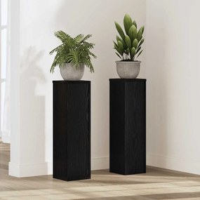 vidaXL Suportes para Plantas 2 pçs Carvalho Preto 17 x 17 x 60 cm - Madeira Projetada