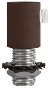Dark Rust finish metal round strain relief clamp  provided with threaded tube nut and washer.