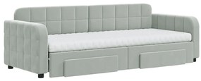 Sofá-cama c/ gavetão e gavetas 80x200 cm veludo cinzento-claro