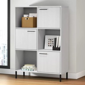 Estante pernas metal 90x35x128,5 cm madeira maciça OSLO branco