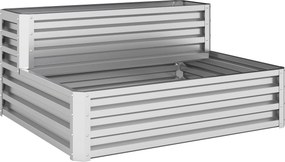 Outsunny Caixa de Cultivo de 2 Níveis em Aço Galvanizado com Design em Escada e Fundo Aberto  120x101x58 cm Prata | Aosom Portugal