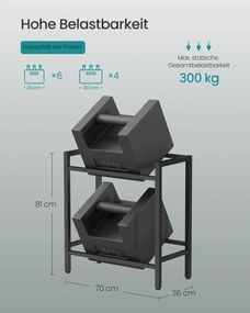 Estante para caixas de bebidas 36 x 70 x 81 cm com 2 níveis para 4 caixas, Preto