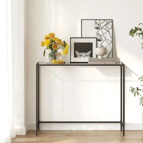 Mesa consola entrada linhas simples 35 x 100 x 80 cm vidro, aço preto