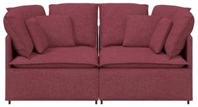 Sofá modular com almofadas tecido vermelho tinto