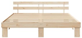 Estrutura de Cama com Cabeceira 180x200 cm Madeira Maciça de Pinho