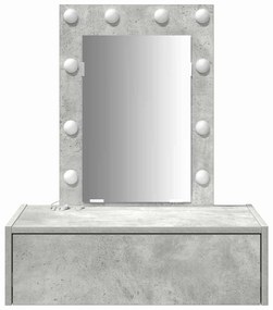 Mesa de Maquiagem Suspensa com Luzes LED Cinza Concreto