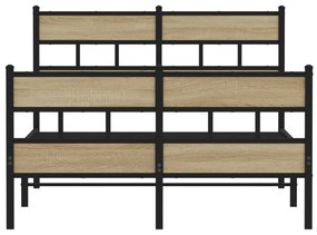 Estrutura de cama sem colchão 120x200 cm metal carvalho sonoma