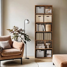 Estante de 6 prateleiras em estilo escandinavo, para sala de estar 24 x 60 x 178,5 cm castanho