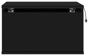 Mesas de cabeceira de parede com luzes LED 2 pcs preto