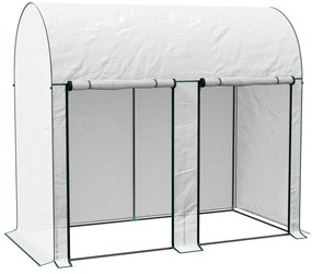 Outsunny Estufa Pequena Estufa de Exterior com Porta Dupla com Fecho de Correr e Cobertura de PE para Cultivar Plantas Flores 200x100x178 cm Branco