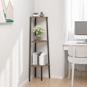 Estante canto 3 prat. 45,5x31,5x120 cm castanho-escuro/preto