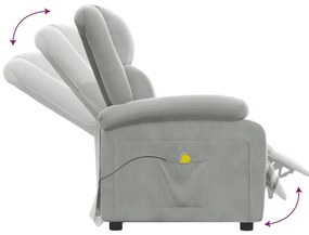 Poltrona de massagens veludo cinzento-claro