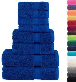 8pcs Conjunto toalhas banho premium SOLUND 600 gsm azul