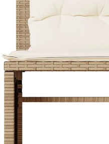 4 pcs conjunto de sofás para jardim c/ almofadões vime PE bege