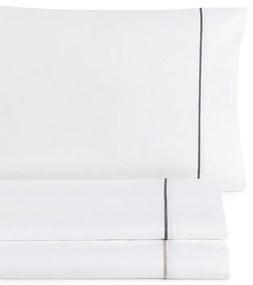 Todas as medidas - Lençóis 100% algodão branco percal de 200 fios: Vies Cor Cinzento 1 lençol capa ajustavel 90x200+30 cm + 1 lençol superior 180x290 cm + 1 fronha 50x70 cm