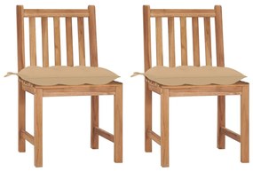 vidaXL Cadeiras de jardim c/ almofadões 2 pcs madeira de teca maciça
