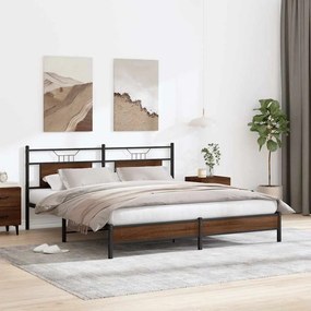 Estrutura de cama sem colchão 183x213 cm carvalho castanho