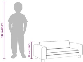 Sofá infantil com apoio de pés 100x50x30 cm veludo cinza-claro