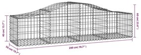 Cestos gabião arqueados 10pcs 200x50x40/60 cm ferro galvanizado