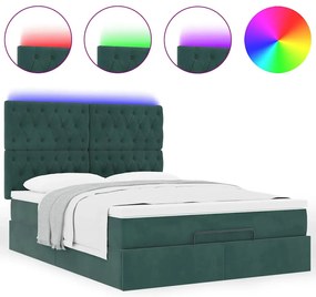 Estrutura cama otomana colchões 140x200 cm veludo verde escuro