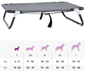 Cama de Cão Dobrável Cinza Claro S Tecido Oxford e Aço