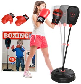 Saco boxe para Crianças acima de 5 anos Kit de Boxe com Luvas de Boxe Altura Ajustável 88-124 cm e Base Preenchível Preto