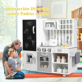 Cozinha de brincar com som Simulação de lava-loiça de ardósia Lava-loiça amovível Diversão educativa para crianças 83 x 32 x 80 cm Branco