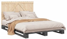 Estrutura de cama com cabeceira 140x200 cm pinho maciço cinza