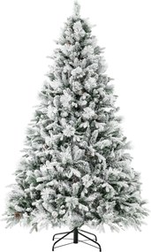 Árvore de Natal Com neve com Luzes 210 cm com Luzes Incorporadas com 320 Luzes LED 8 Modos 1270 Pontas PVC e PE Verde e Branco