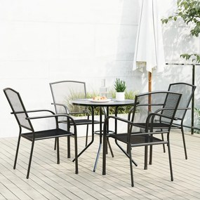 vidaXL Conj. cadeiras jardim encastrar 5pcs aço revestido pó antracite