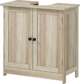 Móvel para lavatório (NÃO INCLDUIDO) 60 x 30 x 60 cm, móvel de casa de banho com 2 portas, prateleira ajustável, resistente à humidade, cinzento com e