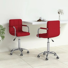 vidaXL Cadeiras de jantar giratórias 2 pcs tecido vermelho tinto