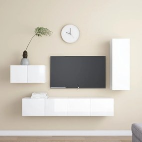 vidaXL 4 pcs conjunto móveis de TV derivados madeira branco brilhante