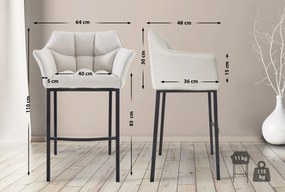 Banco de bar Damaso em tecido e com estrutura preta 64 x 110 x 48 cm Branco