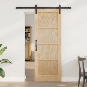 Porta Deslizante vidaXL com Conjunto de Ferragens 73.5x198.5 cm Madeira Maciça de Pinho