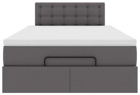 Estrutura de cama otomana com colchão cinza couro falso