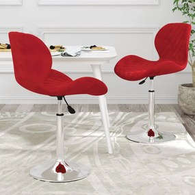 vidaXL Cadeiras de jantar giratórias 2 pcs veludo vermelho tinto