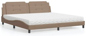 Cama com colchão 200x200 cm couro artificial cappuccino