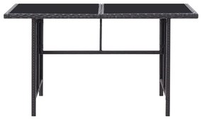 6 pcs conjunto lounge de jardim c/ almofadões vime PE preto