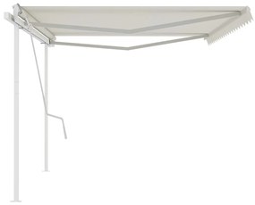 Toldo retrátil manual com postes 5x3,5 m cor creme