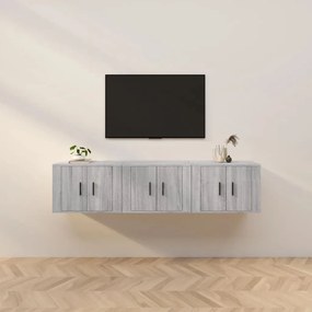 vidaXL Móveis de TV de parede 3 pcs 57x34,5x40 cm cinzento sonoma