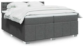 vidaXL Cama com molas/colchão 200x200 cm tecido cinzento-escuro