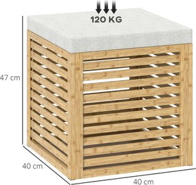 Banco com Arrumação Bergen – 40x40x47 cm – 57,7 L – Cinza e Madeira –