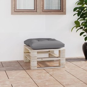 vidaXL Otomano de paletes para jardim com almofadão cinzento pinho