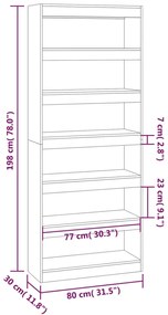 Estante/divisória 80x30x198 cm contraplacado branco brilhante