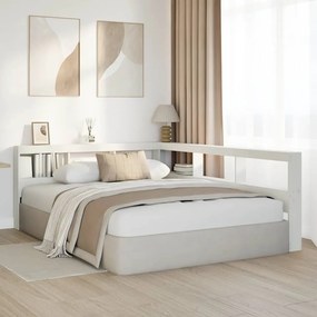 Estante cabeceira forma de L 140 cm madeira pinho maciça branco