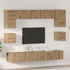 Conjunto de móvel de TV com prateleira 8 pcs carvalho artisiano