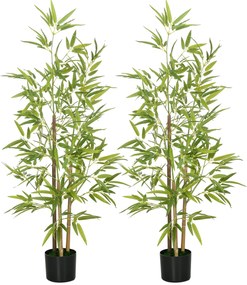 HOMCOM 2 Plantas Artificiais com Vaso Plantas Sintéticas de Bambu com
